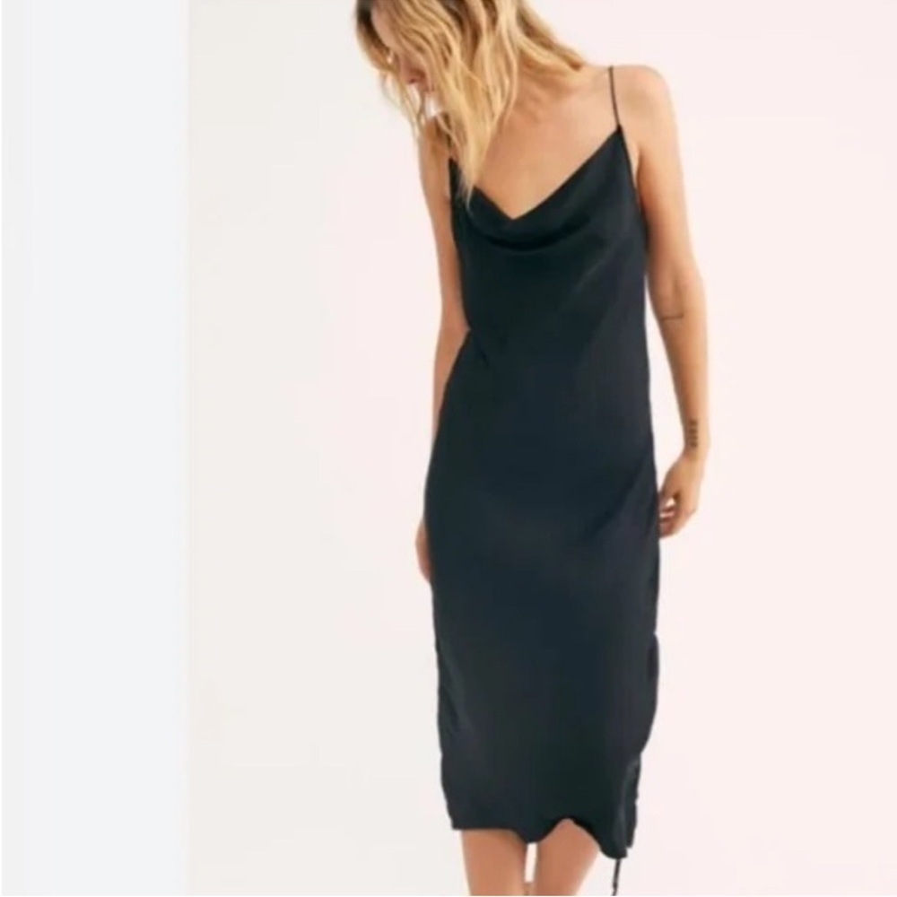 Free People Black day to night Dress with Spaghetti Straps adjustable length NWT